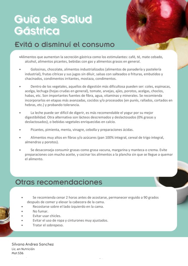 Página interior de Gastritis y reflujo