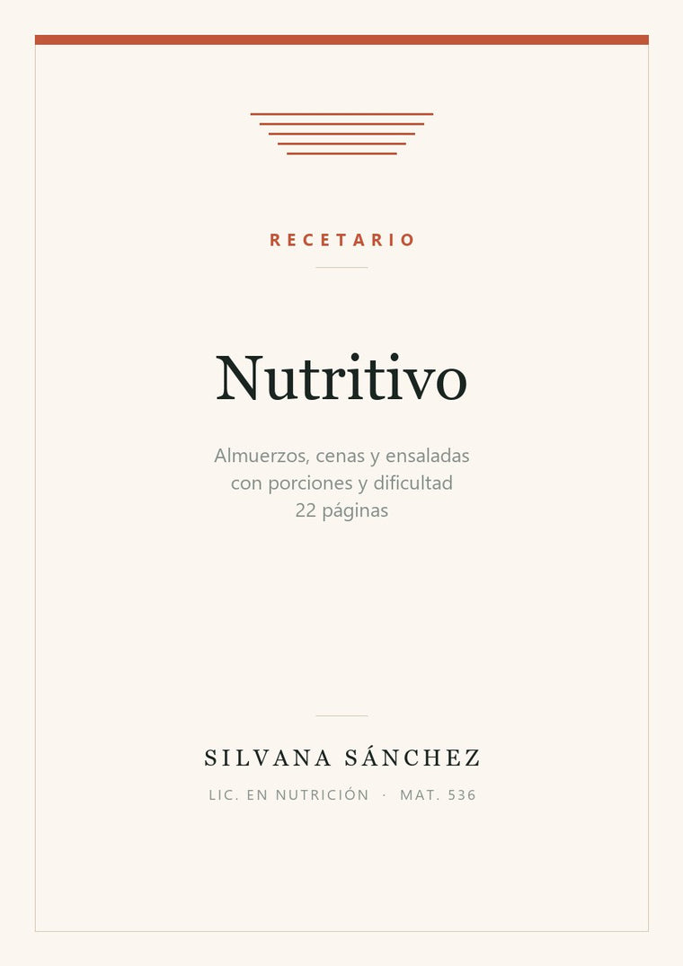 Página interior de Recetario Nutritivo