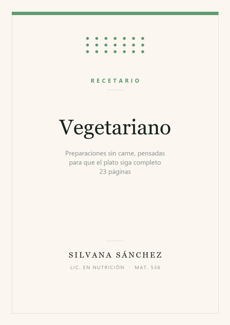 Página interior de Recetario Vegetariano